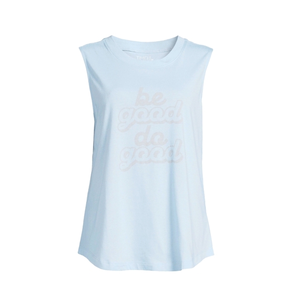 Time and Tru NWT Sleeveless Crew Neck "be good do good" Relaxed Fit Tank 829 - Picture 1 of 5